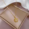 Pendant Necklaces CDJAIME 2023 Fashion Yellow Opal Flower Necklace For Women INS Trendy Jewelry Clavicle Chain Anniversary Gifts