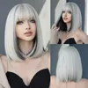 Synthetic Wigs NAMM Short Straight Hair Bob for Woman Daily Cosplay Lolita Highlight Silvery Heat Resistant 230417