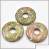 Charms Charms 25Mm Assorted Natural Stone Crystals Gogo Donut Rose Quartz Pendants Beads For Lucky Jewelry Making Whole Drop Delivery Dhcdq