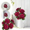 Dekorativa blommor faller konstgjorda utomhusgäng faux rosor rose hemfest bröllopsdekor bukett med stam