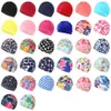 Simningskåpor JSJM Ny Swimming Cap Women Colorful Printed Swimming Hat Simple Solid Color High Elastic Swim Pool Cap Waterproof vuxna Hat P230418