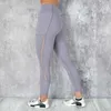 Dames broek mesh patchwork yogabroek panty panty stevige kleur fitness sport leggings met pocket broek atletische slijtage