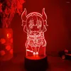 ナイトライトカワイイ3Dアニメランプミス小林のドラゴンメイドの置物シルエットレーザー刻まれたアクリル編