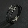 Strand Ships Wheel Jewelry Bracelet en cuir de gouvernail Cadeaux nautiques pour hommes