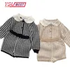 Kledingsets herfst winter meisje breien trui set 2 stks baby sweater pak warme babyjongen kleding geboren babykleding 0-4 jaar 230418