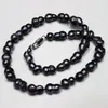 Chains YINANYIMEI Large Gourd Shaped Black Freshwater Pearl Necklace 9x12mm 16.5INCH