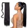 Synthetic Straight Long Natural Hair Ponytail Extension Wrap Around Clip in Hair Piece Curly Pony Tail For Woman Fake Hairpiece