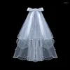 Headpieces Night Market Double-Layer Bowknot Pearls With Lighted Net Yarn Po Female Hairpin Beautiful Light Emitting Veil