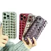 Galvanoplastie 3D Tissé Texture Téléphone étui pour iphone 14 Plus 13 12 11 Pro Max Vintage Placage Couverture Doux Antichoc Pare-chocs