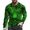 Men's T-Shirts Men's Long Sleeve T-Shirt 3D Printing Electronic Chip Cool O Neck Long Sleeve Fashion Men's T-Shirt Casual Sports Oversized Top T231118