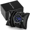 Wristwatches 2023 Trend Bracelets Watch Set For Men Creativity Birthday Gifts Male Silicone Wristwatch Quartz Watches Present Box Husband