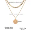 Цепи vkme retro Coin Gold Color Chain Ожерелье для женщин.