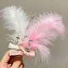 Hair Accessories Christmas Fashion White Feather Hairpins For Women Girls Chic Pearl Rhinestone Clips Barrettes Sweet Drop Delivery Dhekp