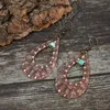 Boucles d'oreilles pendantes Vintage métal rouge cuivre bleu pierre Boho vert goutte bohême ethnique pendante longue larme bijoux