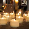 Doftljus 12st flimrande batteri drivs LED TEALight Candles Homemory Flameless Votive Candles för bröllopsbord utomhus Z0418