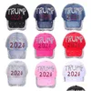 Ball Caps Trump 2024 Denim Sun Hat Casual Diamond Baseball Cap Athleisure Adjustable Cotton Drop Delivery Fashion Accessorie Dhgarden Dhx4F