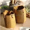 Plantadores Potes Criativo Pendurado Rattan Pots Seagrass Tecido Cestas de Armazenamento Jardim Flor Vaso Plantador Potted Organizador Home Lavanderia B DHCJX