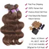 Hair Wefts 3 Bundles with Closure Transparent Lace 200g set Body Wave Black Brown Blonde Ombre Remy Human Weave Extension Mogul 230417