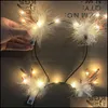 Feesthoeden geleid donzige veer Antlers hoofdband Kerstmis gloeiende verlichte flitsende herten oren haarband kostuum fancy cosplay decor wi dh4jg