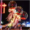 Party Decoration Glow Artificial Flower Balloons Pneumatic Transparent Valentines Rose Balloon Petal Lamp Waterproof Airballoon Fogg Dhr7V