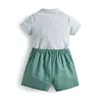 Rompers 2023 İspanyol Bebek Giysileri Çocuk Kardeş Kardeş Eşleştirme Kıyafet Erkekler 2pcs Set Küçük Kız Elbise Kızlar Yeşil Etek Takım 230417