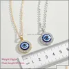 Naszyjniki wisiorek Naszyjniki Kolorfy Turkish Crystal Evil Blue Eye Naszyjnik Złoty Sier Kolor 14 mm geometryczny obwódka monety DHHL3