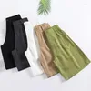 Pantaloncini da donna 2023 Abito nero estivo Donna Vita alta Gamba larga Mezzi pantaloni casual femminili Pantaloni larghi al ginocchio Femme