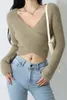 Women's Sweters TVVovvin Sexy Cross V-Neck SWEATER SWEATER Women Talle Short Tops Fashion 2023 0qq3