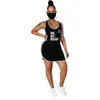 Designerkleding voor dames Sportjurken 2023 Zomermode Dames Casual Briefprint Onregelmatige tanktopjurk 5 kleuren