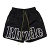 shorts de grife rhude shorts masculinos shorts masculinos de verão casuais calças de praia estampadas com letras de alta qualidade, calças quentes da moda ao ar livre