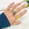 Mode transparante dikke epoxyhars ringen schattige veelkleurige gedroogde bloemenvingerringen voor vrouwen feestjuwelen geschenken modejuwelen
