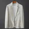 Men's Suits Blazers Men's Blazer Jacket Spring Summer Solid Slim Casual Business Thin Breathable White Cotton Linen Suit Coat Male 230418