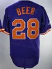 Clemson Tigers College Baseball 28 Seth Beer Jerseys Men Team Color Purple Orange White Asservery and Sewing Cooperstown Vintage Cool Base Cotton Pure Cotton