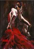 Spanska flamenco -dansare i röd klänning handmålad porträttkonstoljemålning på tjocka canvasmulti -storlekar tillgängliga p00322214589