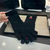 Cherry Style Knitted Gloves Designer Winter Warm Five Fingers Gloves Chic Gloves Mittens For Women