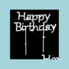 Party Favor Shiny Rhinestone Happy Birthday Cake Topper Plug Letters Design Crystal Pick Decorating For Drop Delivery Home Gar Dhlcf