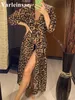 Apresenta de banho feminina Sexy Leopard Printed praia encobrimento de chiffon Concobres de roupas de banho de praia vestido de traje de praia de verão feminino feminino vestido longo v3219 230417