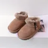 Botas 2023 Invierno Niños Nieve Cuero genuino Cálido Felpa Zip Side Boys Zapatos Antideslizante Moda Niñas EU2130 231117