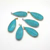 Pendant Necklaces Teardrop Shape Blue Pine Stone Pendants Natural Fashion Jewelry DIY Earring Necklace Geometric Water Drop Charms Accessory