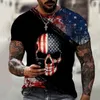 Herren T-Shirts Floral American Flag 3D-Druck und Damen T-Shirt Lycra Polyester Übergroßes Sommer-Oberteil mit O-Ausschnitt