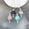 Natuurlijke rozenkwarts labradoriet Pendulum voor Dowing Divination Round kralen Stone Crystal Cone Hangers Pendulos Sieraden Modejuwelen