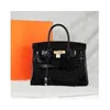 Designer 2024 Platinum Tote Bag Crocodile Pattern Women's Cowhide Large Commuter Bridal One Shoulder Crossbody Handbag