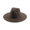 Beret Hats for Women Hat Man Mężczyzna Fedoras Zima Zima Big Brim 9,5 cm pasek pasowy Casual Solid Panama Cap Sombrero Hombre