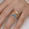 Solitaire Ring 2023 Summer Women Fashion Sun Moon Star Rings Set Elegant Temperament Sparkling Finger Party Jewelry Accessories Gift 231117