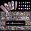 Decorações de Nail Art 1000/3100pcs Diamante brilhante Nail Art Strass Decorações de cristal Conjunto de vidro AB 1pcs Caneta de coleta em grades Caixa 21 Forma 231117