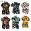 Ensembles de vêtements Caméras dôme Ensemble de vêtements imprimés floraux pour bébés garçons chemise à manches courtes d'été p ants2 pcsg entleman1 2 3 4 5 yearc hildrenh olidayb