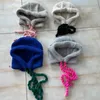 Beanie/Skull Caps Ins Drawstring Bomber Hats Women Autumn and Winter Fashion Warm Ear Protection Korean Thick Bar Knitted Balaclava Caps Men231118