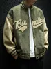 Herrenjacken Frühling und Herbst Vintage grüne Bomberjacke Handstickerei Trend Paar Baseballuniform 231118