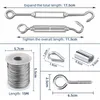 Lifting Tools 1 Set 15M 2mm Wire Rope Cable Hooks Hanging Kit Flexible PVC Coated Stainless Steel Clothesline