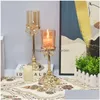 Candle Holders Romantic Rose Crystal Home Decoration Ornaments Glass Candlestick Drop Delivery Garden Dhgarden Dhu8O